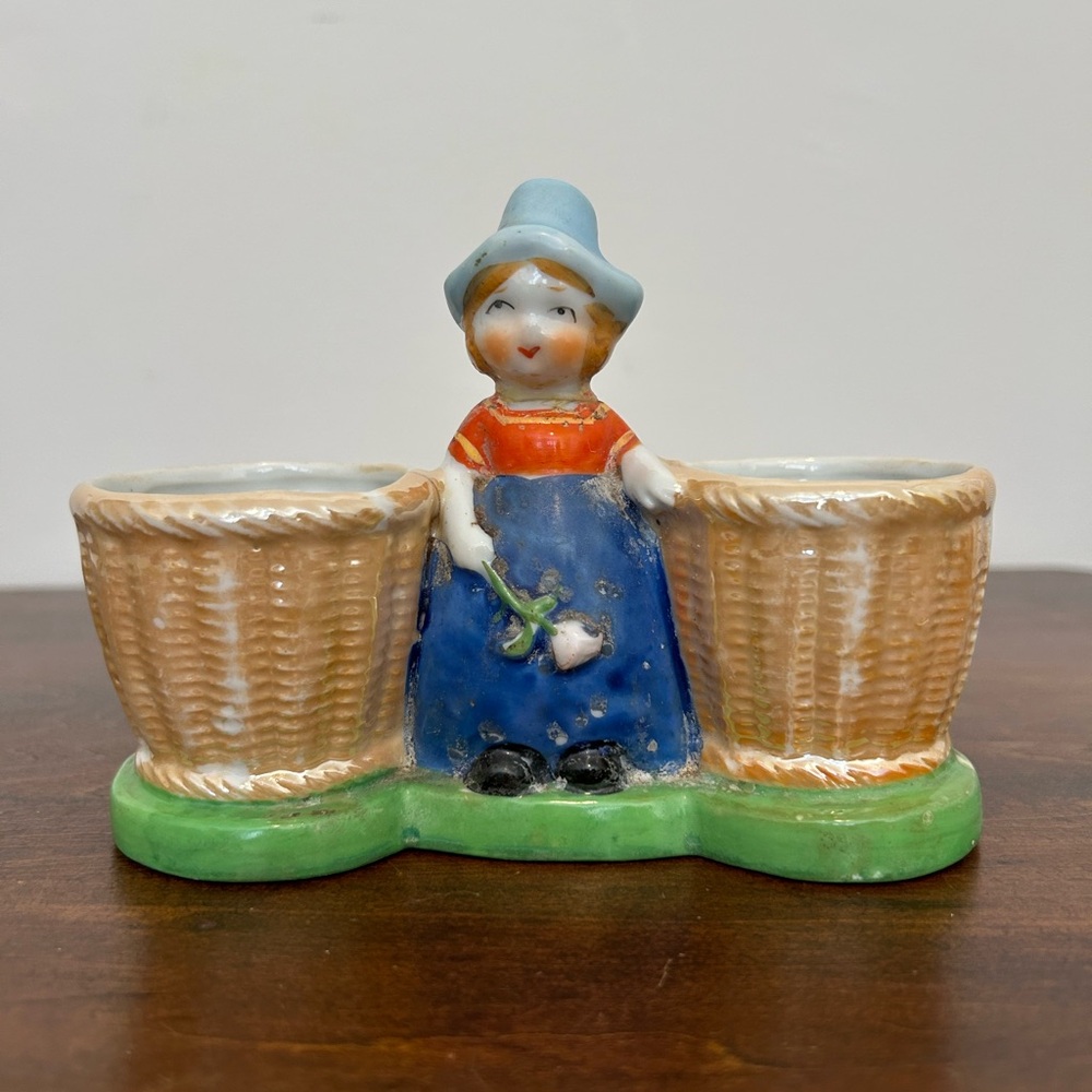 Vintage Dutch girl double planter